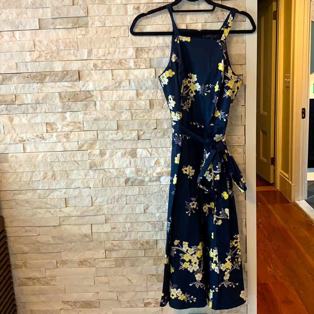 RACHEL ROY Navy Floral Sleeveless Halter.W/pockets